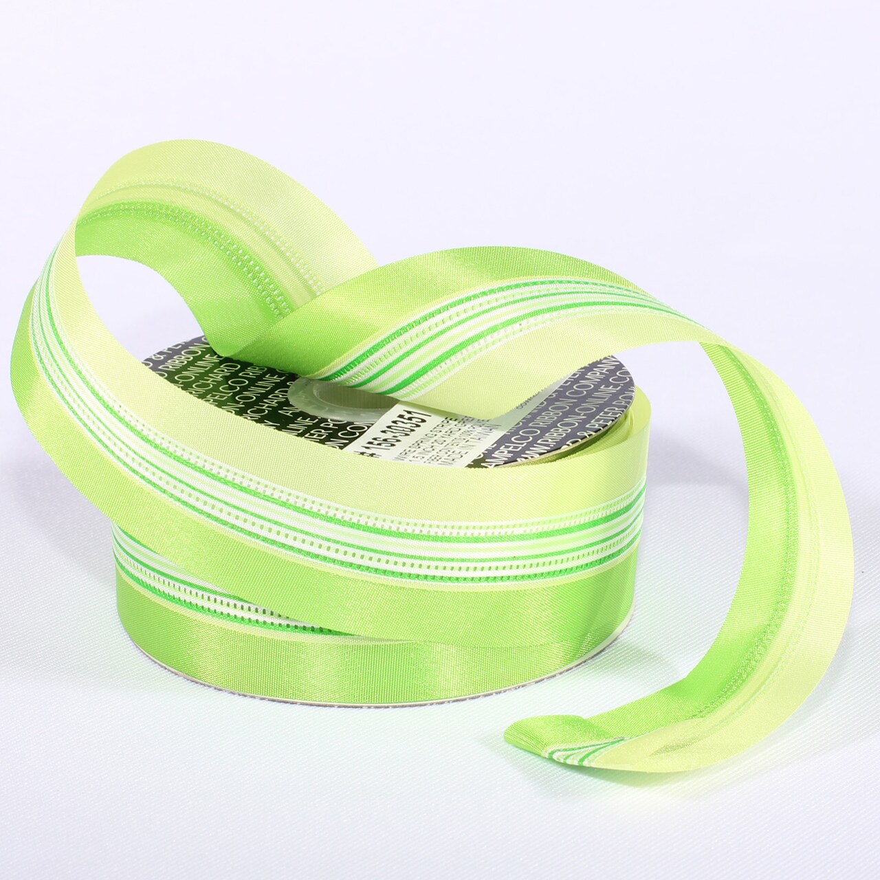 The Ribbon People Green and White Wired Craft Ribbon with Stripes 1.5" x 40 Yards